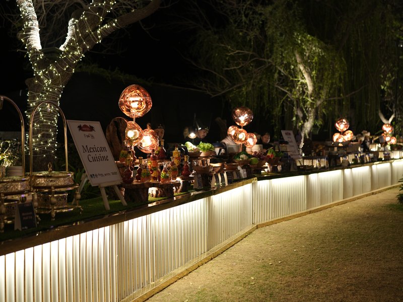 Fairy-Lit Sweeping Lawn Buffet Curve